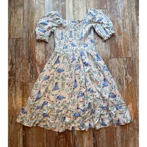 Disney BoxLunch Eeyore Winnie the Pooh Floral Smocked Puff Sleeve Dress XS